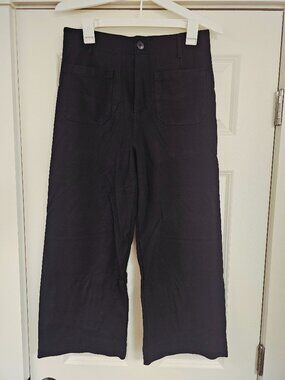 JNY Women's Wide Leg Cropped Dress Pants in black, high rise fit, size 10